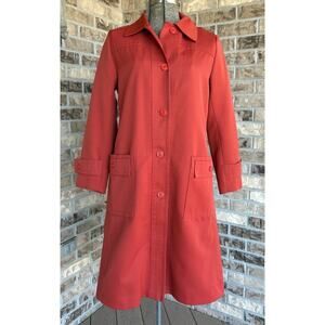 Vintage Forecaster Trench Rain Coat Womens 7/8 Orange Mid Length Classic Jacket